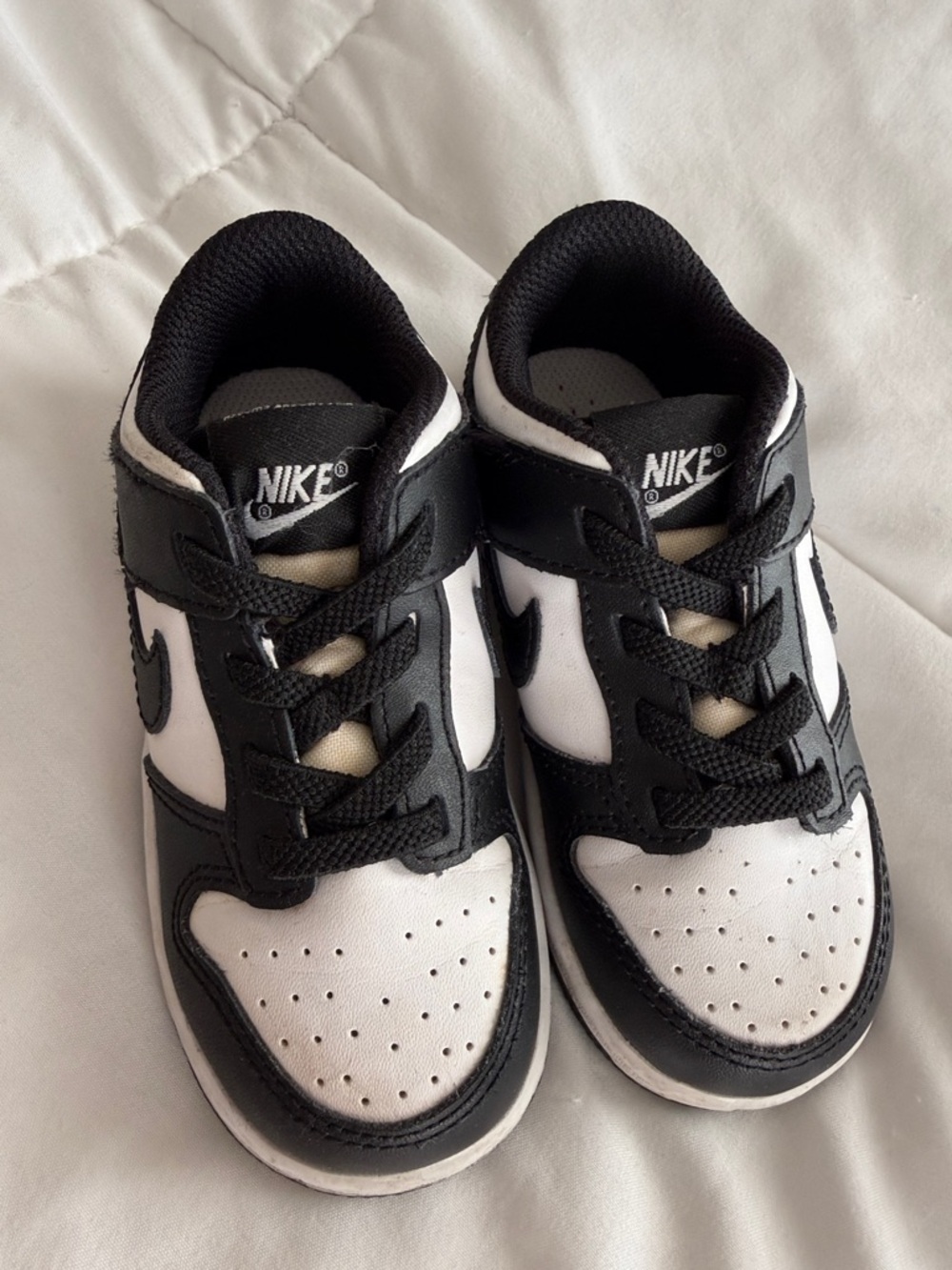 Nike Kids Black and White Low-Top Sneakers with Swoosh